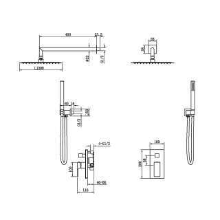 Душевой комплект Boheme Qubic 474-3-B чёрный матовый